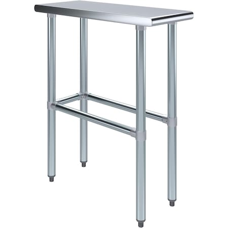Amgood 30 in. x 12 in. Open Base Stainless Steel Metal Table WT-3012-RCB-Z